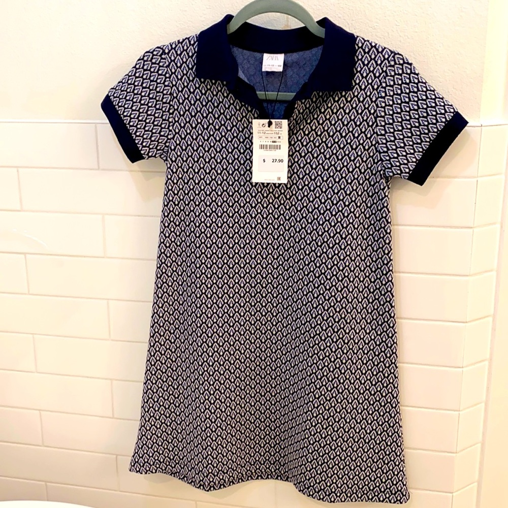 Dress. Blue with white and light blue print. Size 11-12